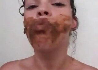 Pooping is followed by the excrement eating in XXX movies