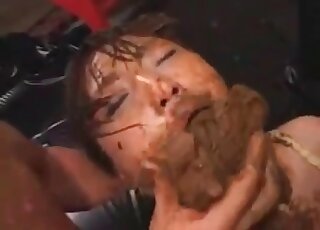 Nasty Asian girls taking a poop tube movies