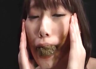 She is eating that warm poo like it is very tasty