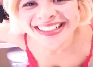 A blonde with big eyes becoming a scat star